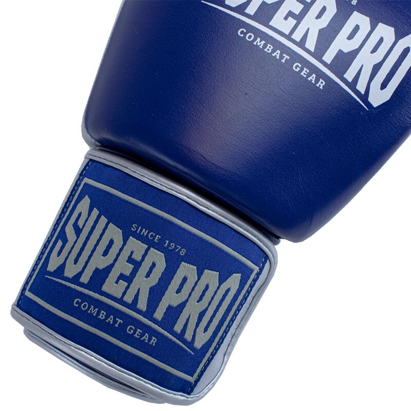 Gants de boxe en cuir - Enforcer - Bleu/Argent/Blanc