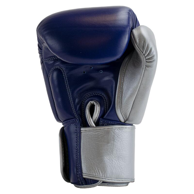 Guantoni da boxe in pelle - Enforcer - Blu/Argento/Bianco