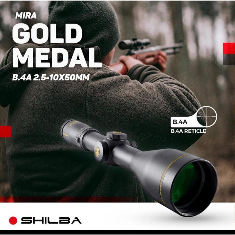 Mira de rifle de caça Shilba Gold Medal 2,5-10x50 retículo iluminado B.4A