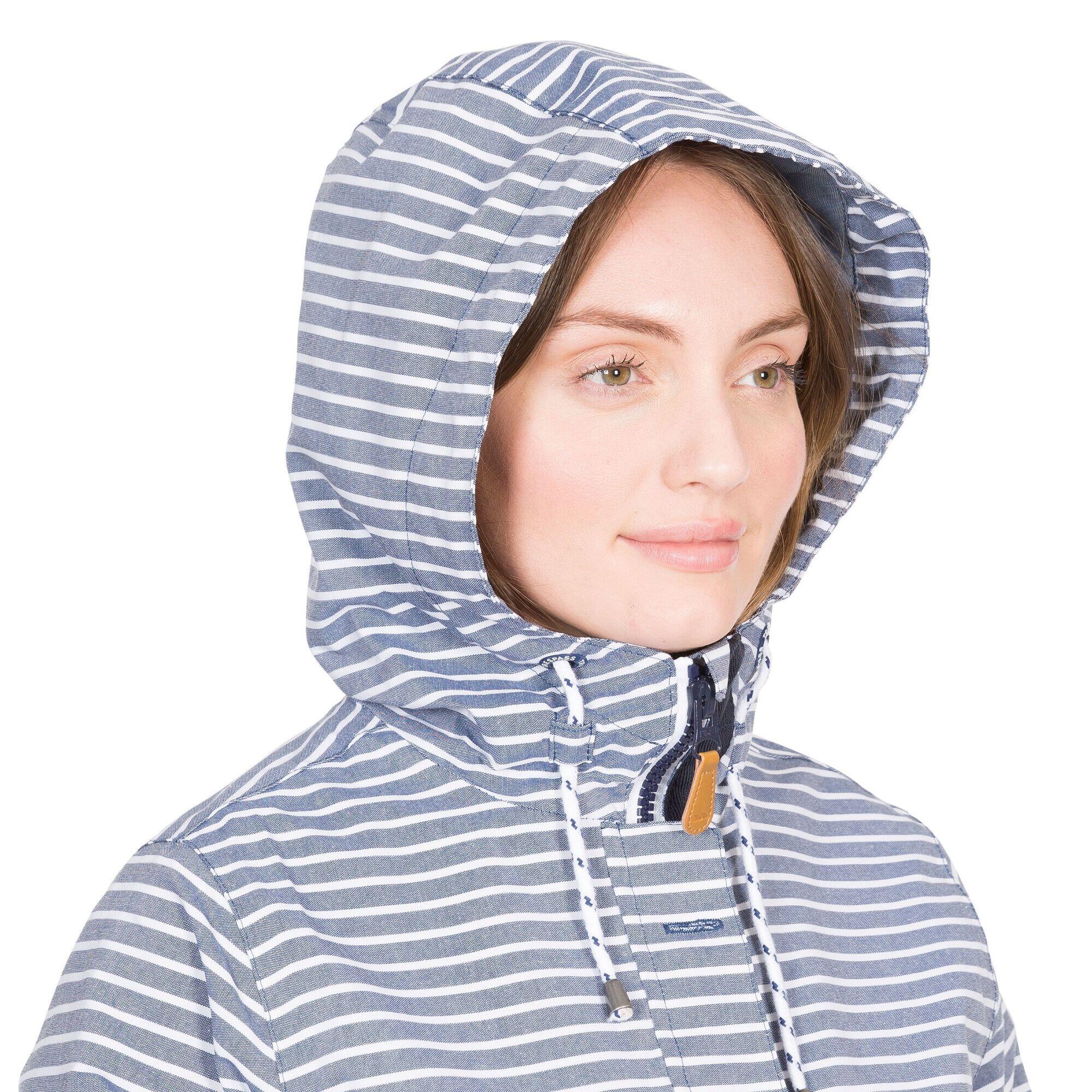 Regenjacke Offshore mit Kapuze, wasserfest Damen Marineblau gestreift 3/5