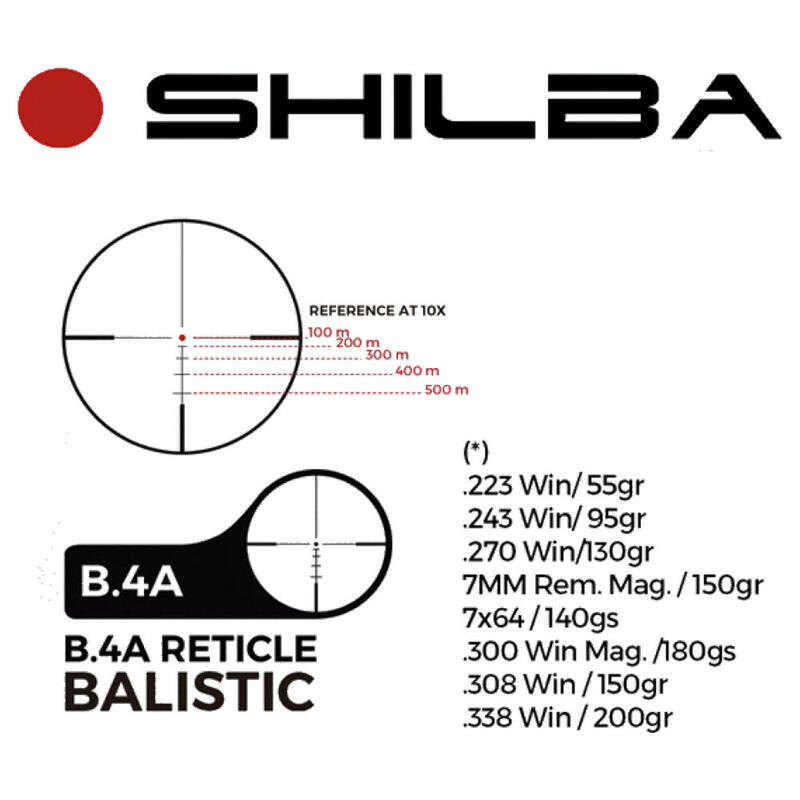 Mira de rifle de caça Shilba i6X 3-18x50 retículo iluminado B.4A