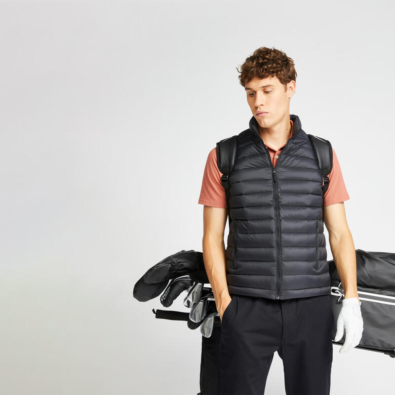 Reconditionné - Doudoune duvet sans manches de golf homme MW500 noire - Très bon