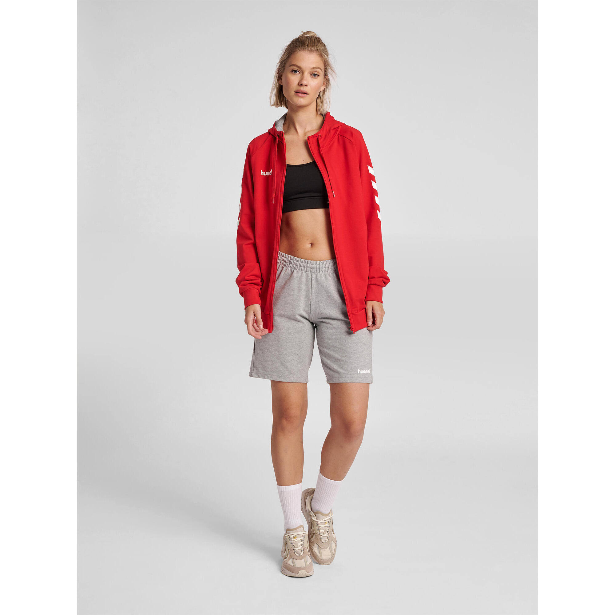 Giacca zip a donna con cappuccio Hummel hmlGO cotton 2/7