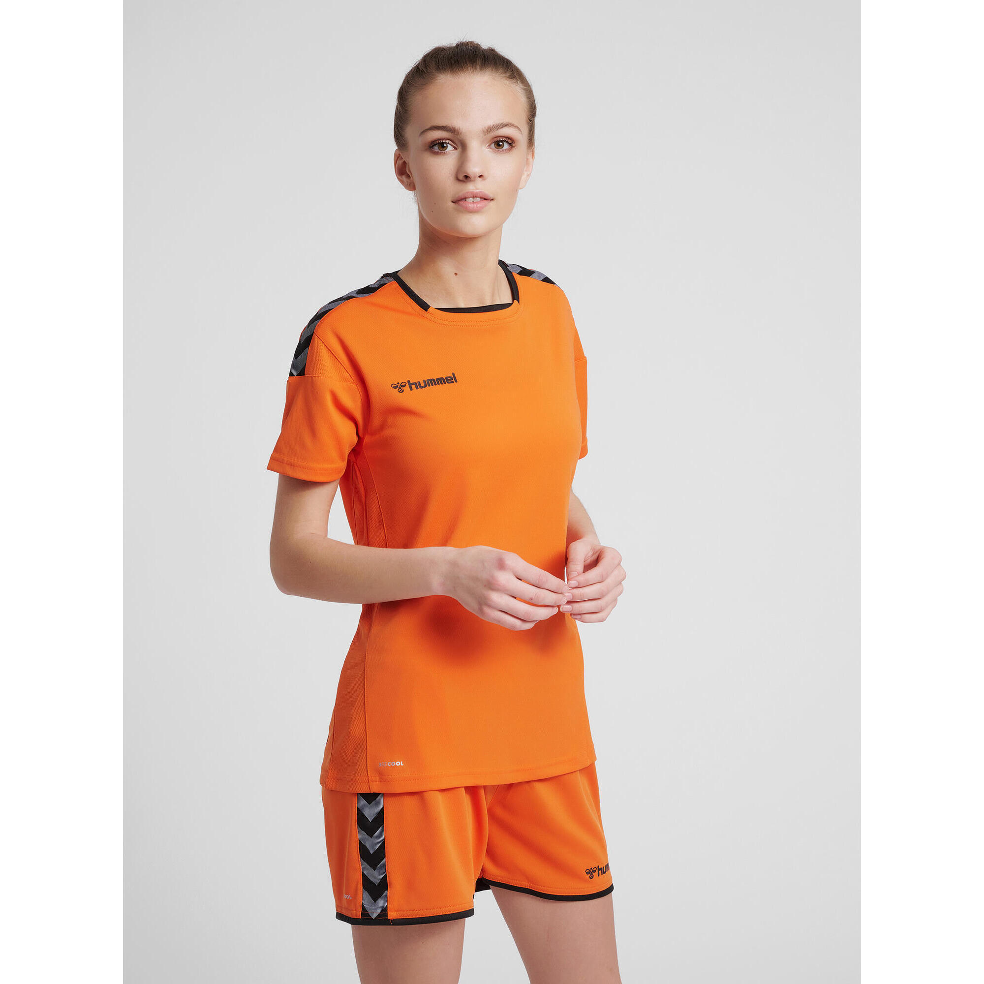 Hummel - Enfiler T-shirt Hmlauthentic Femme Hummel - T-shirt Manches Courtes - Noir|orange - 36 Xs - Decathlon