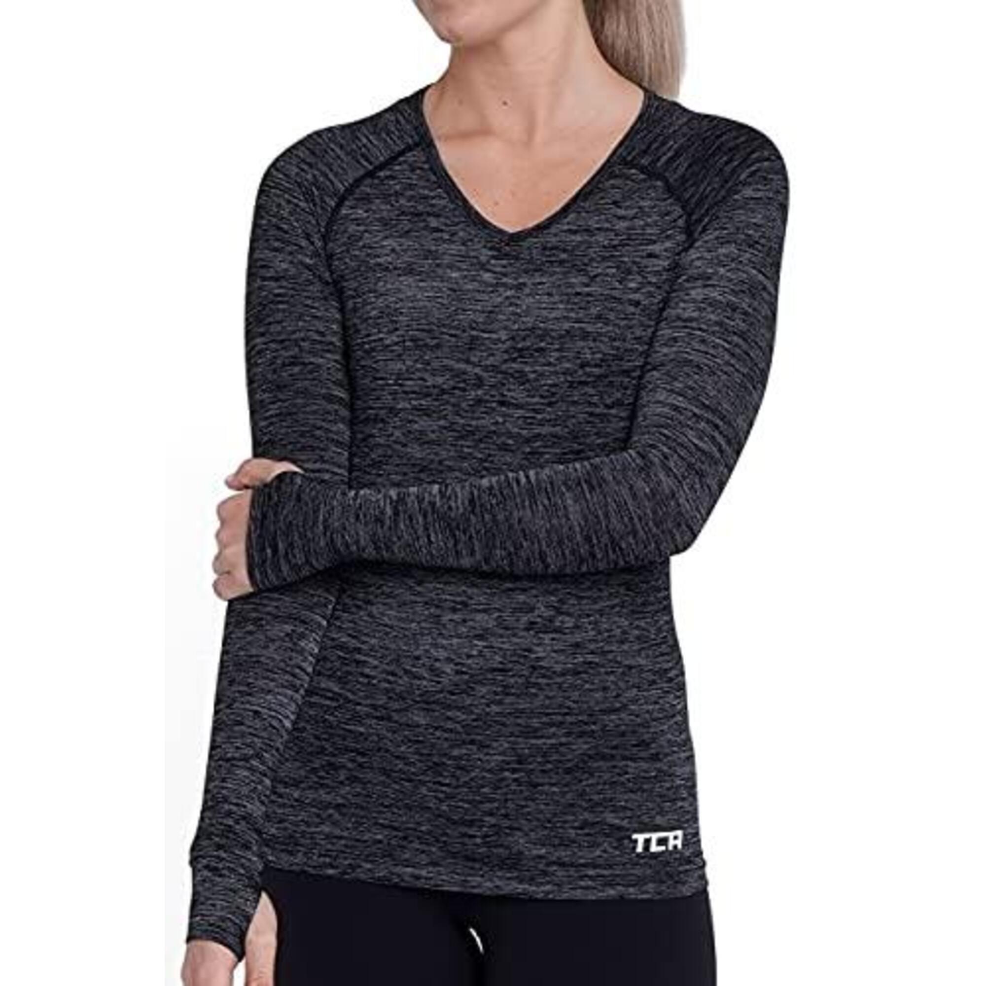 Women’s Elle Long Sleeve V Neck Top - Black 1/5