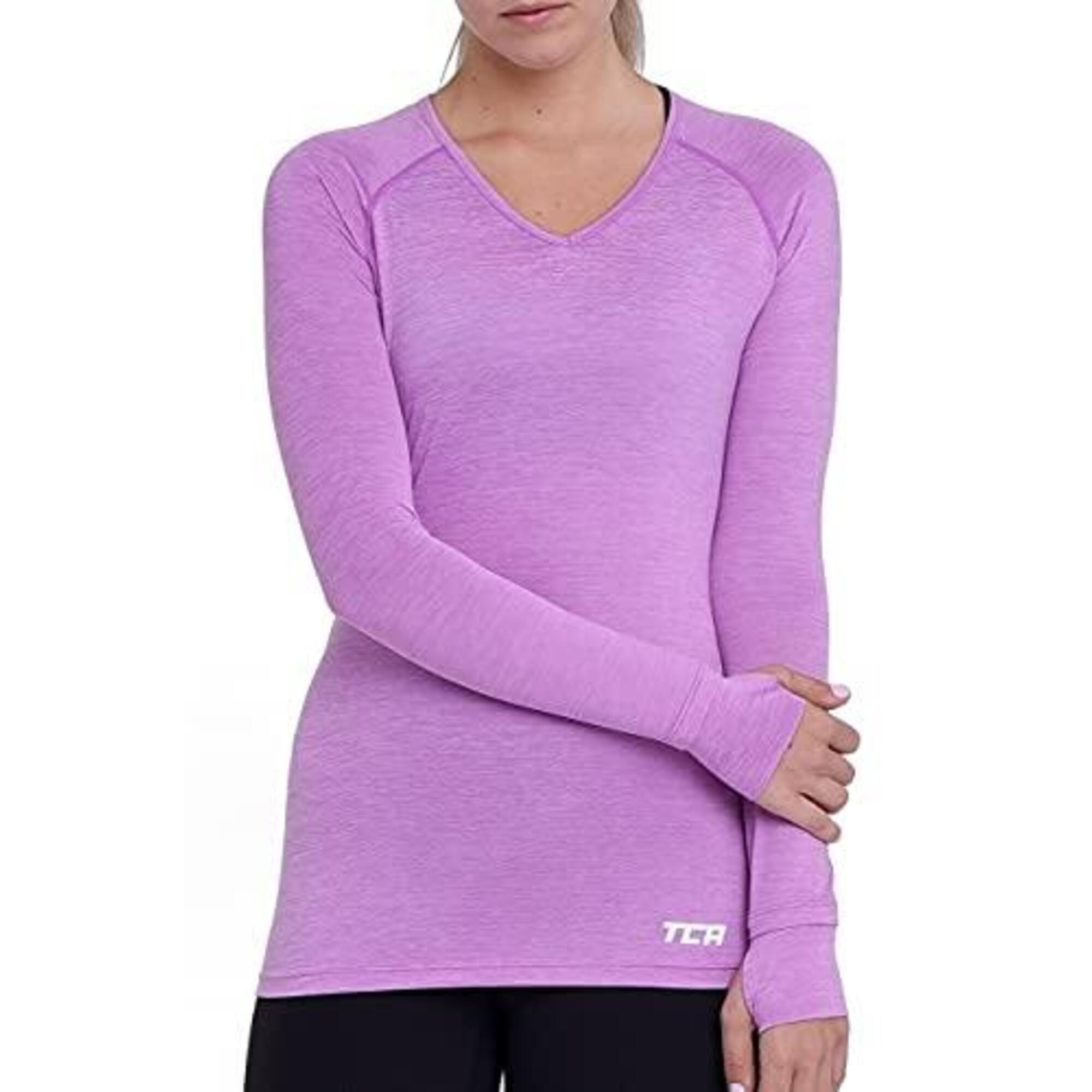 TCA Women’s Elle Long Sleeve V Neck Top - French Lilac