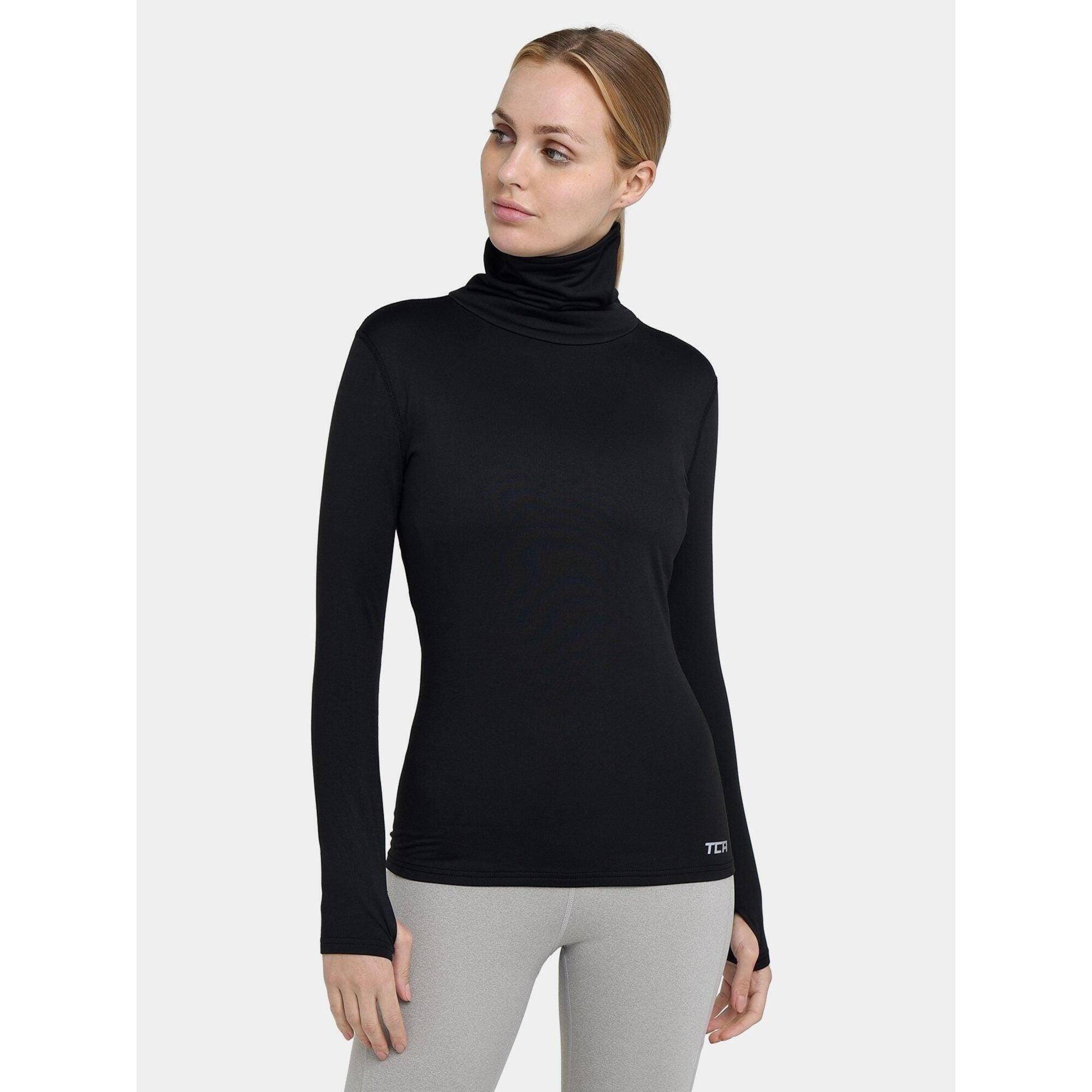 TCA Women's Thermal Funnel Neck Top - Black Rock