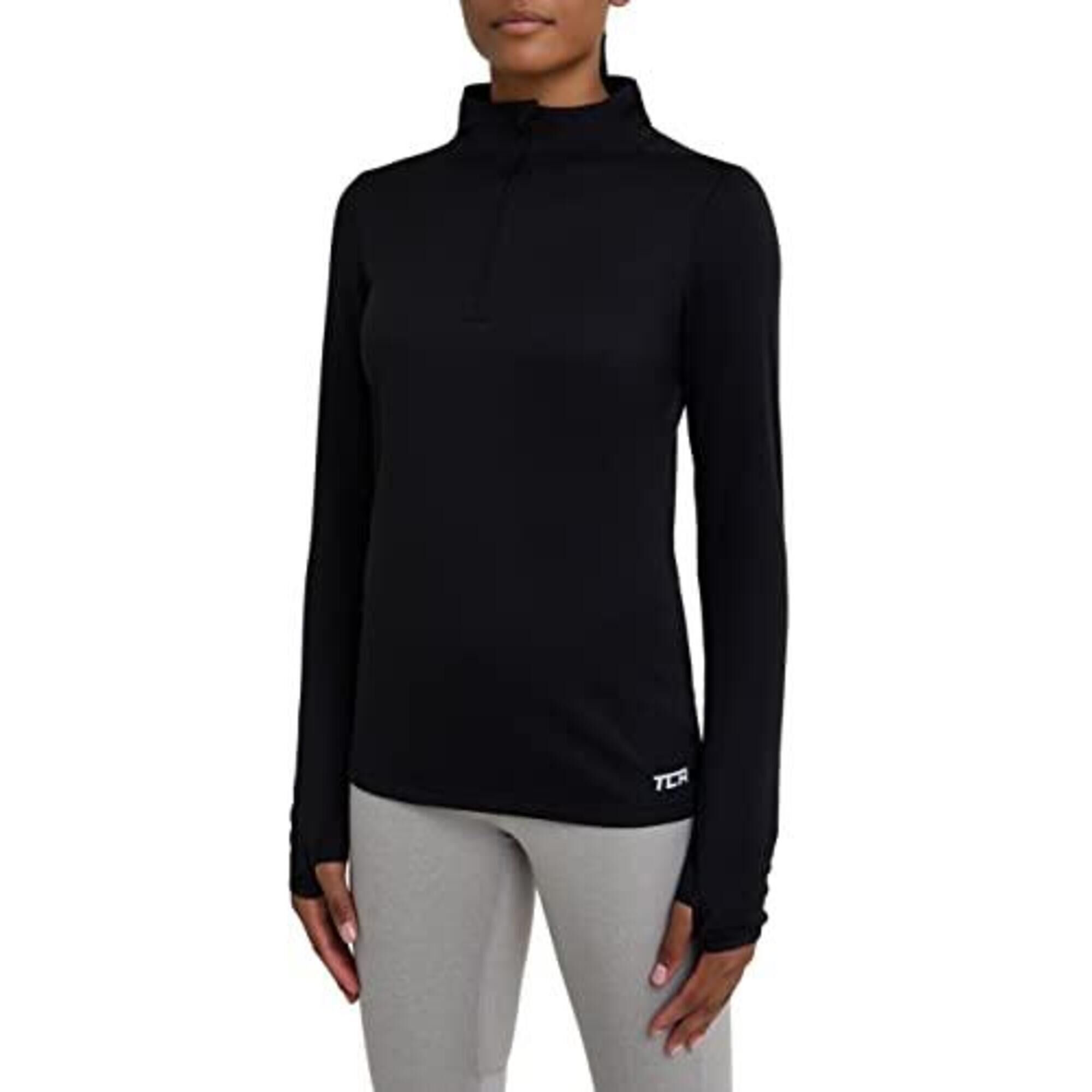 TCA Women’s Cloud Fleece ¼ Zip Top with Zip Pocket - Black