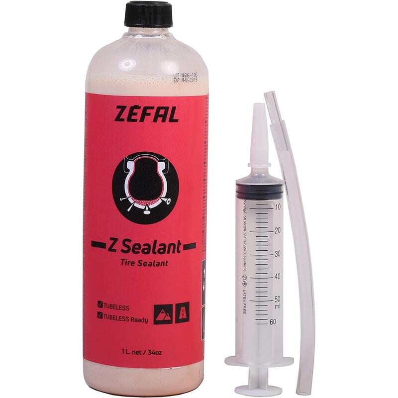 Liquide scellant z anti-crevaison tubeless avec seringue et tuyau 1L Zefal