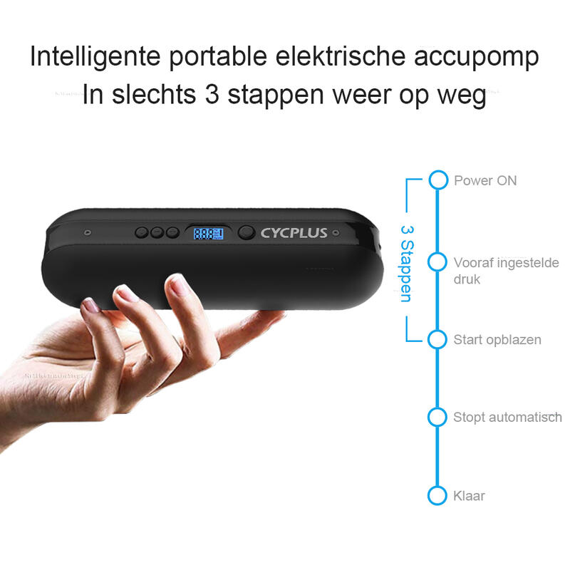 Gepatenteerde Cycplus luchtpomp/ compressor met accu