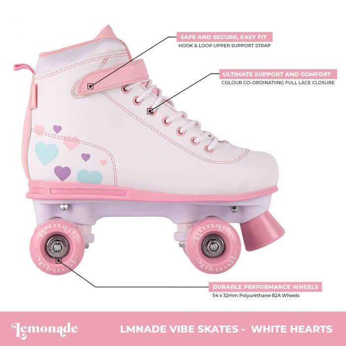 LMNADE Quad Roller Skates - White Hearts 2/5