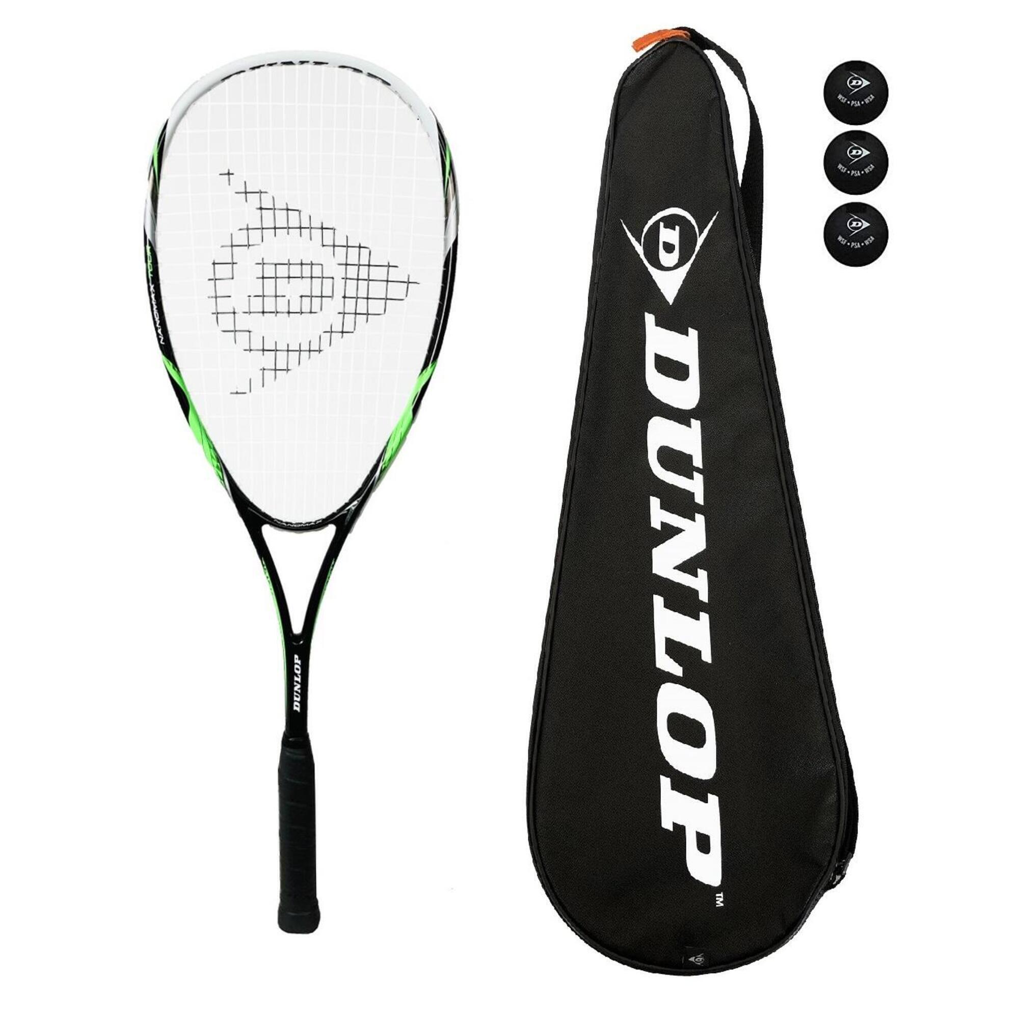 DUNLOP Dunlop Nanomax Tour Squash Racket + Cover + 3 Squash Balls