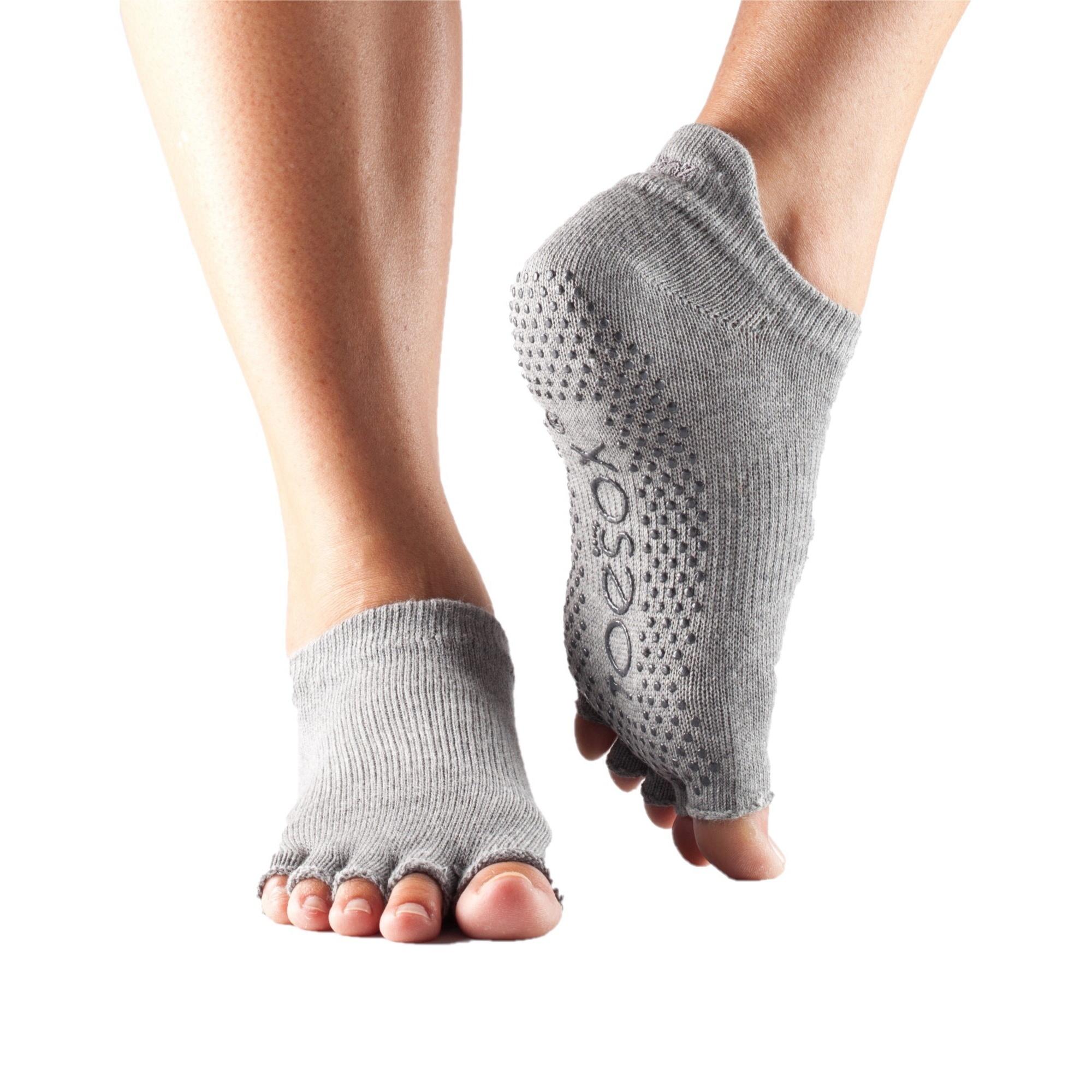 TOESOX Womens/Ladies Half Toe Socks (Heather Grey)