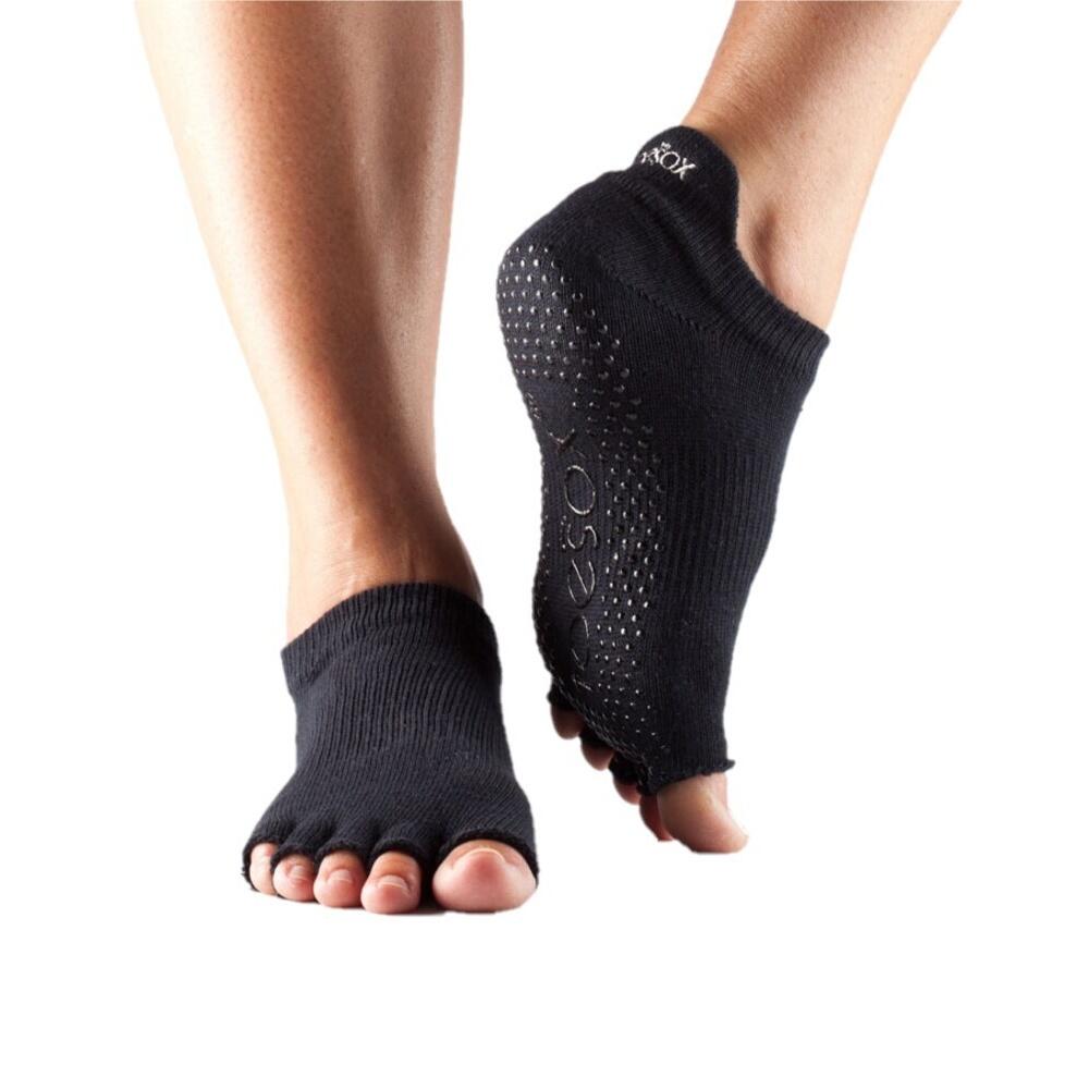TOESOX Womens/Ladies Half Toe Socks (Black)