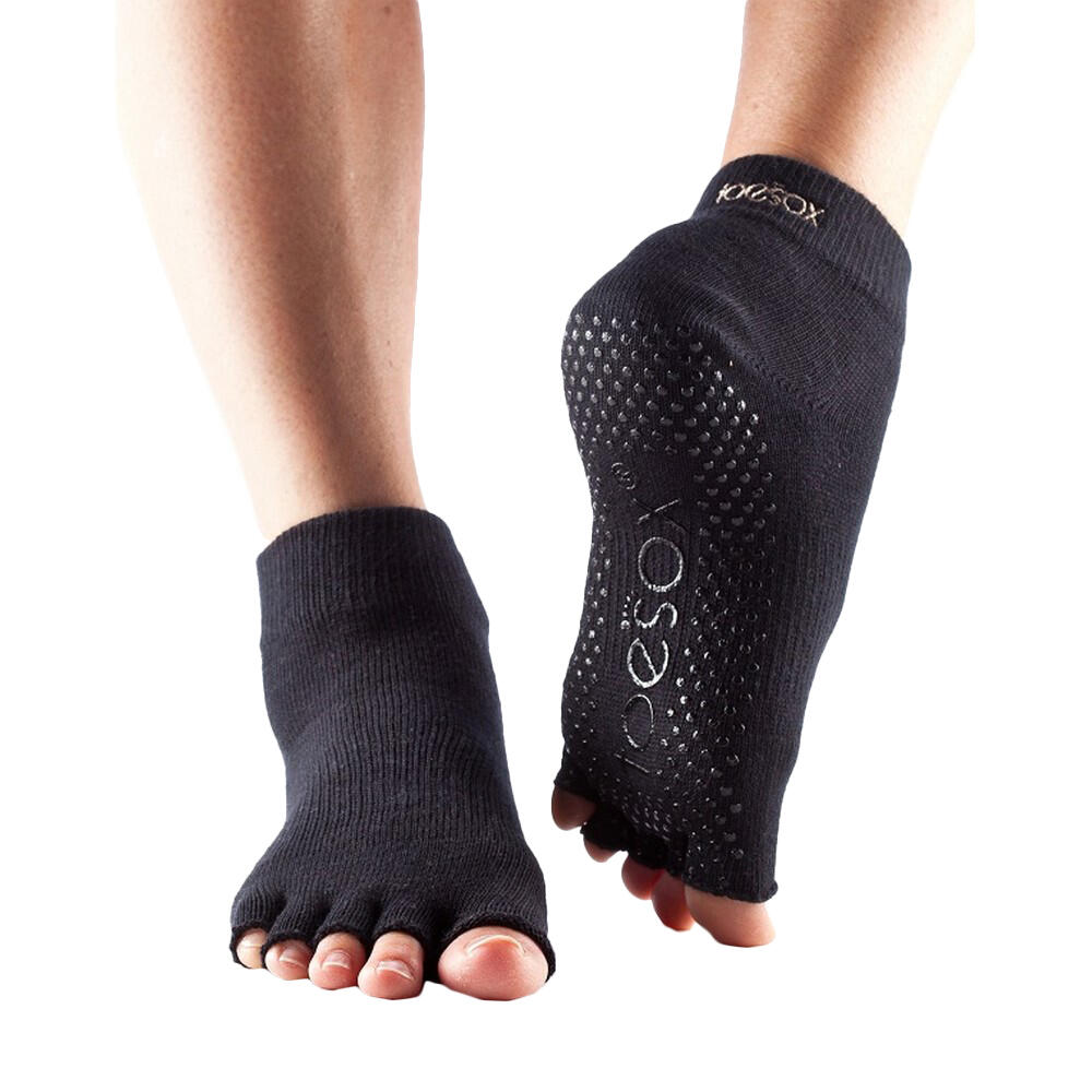 Womens/Ladies Half Toe Socks (Black) 3/3