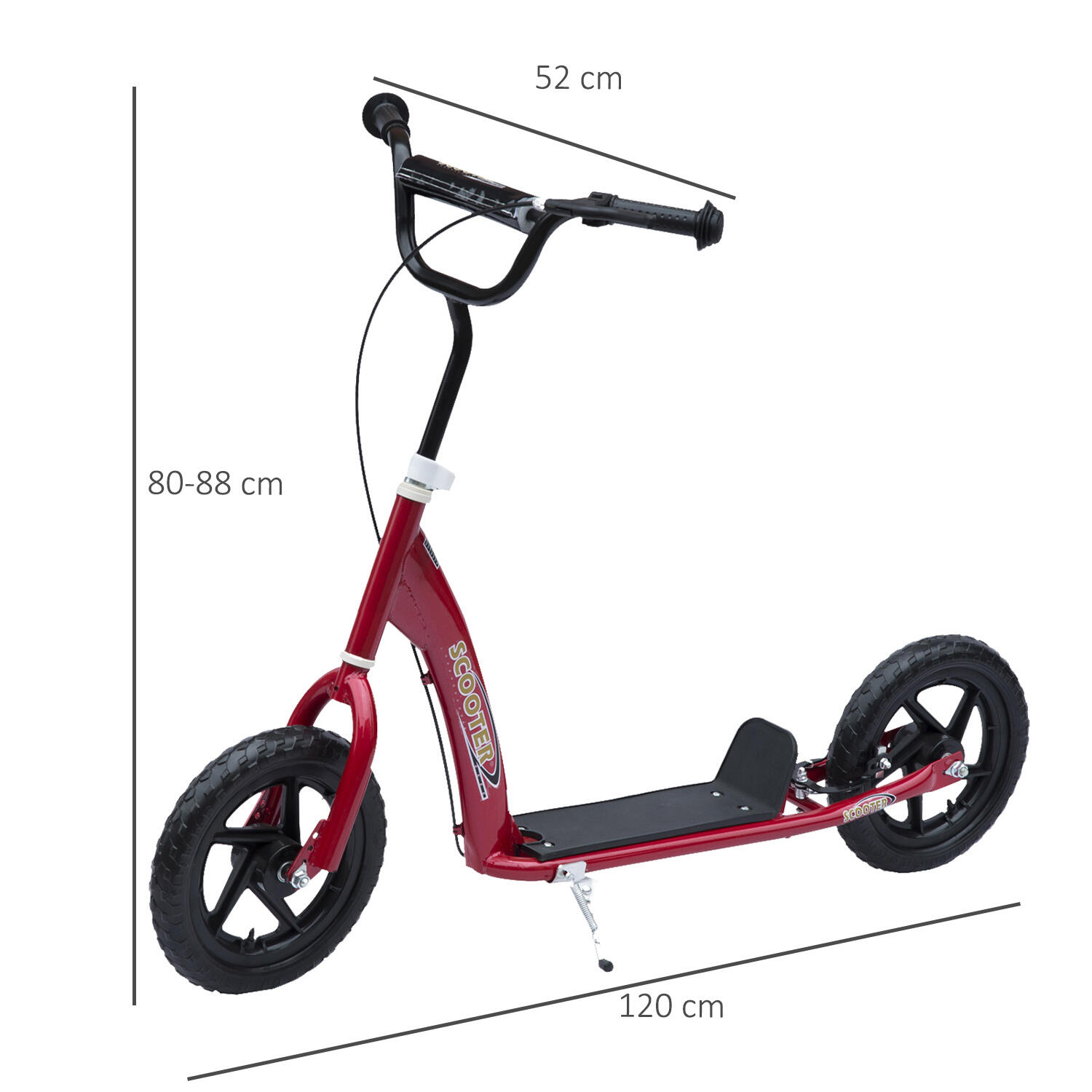 Trotinete para Crianças 120x52x88cm Vermelho HOMCOM 3/7