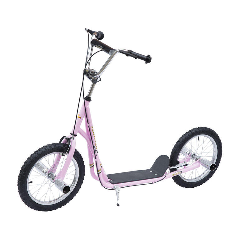 Patinete scooter para niños y adultos Homcom rosa 143x58x100 cm acero