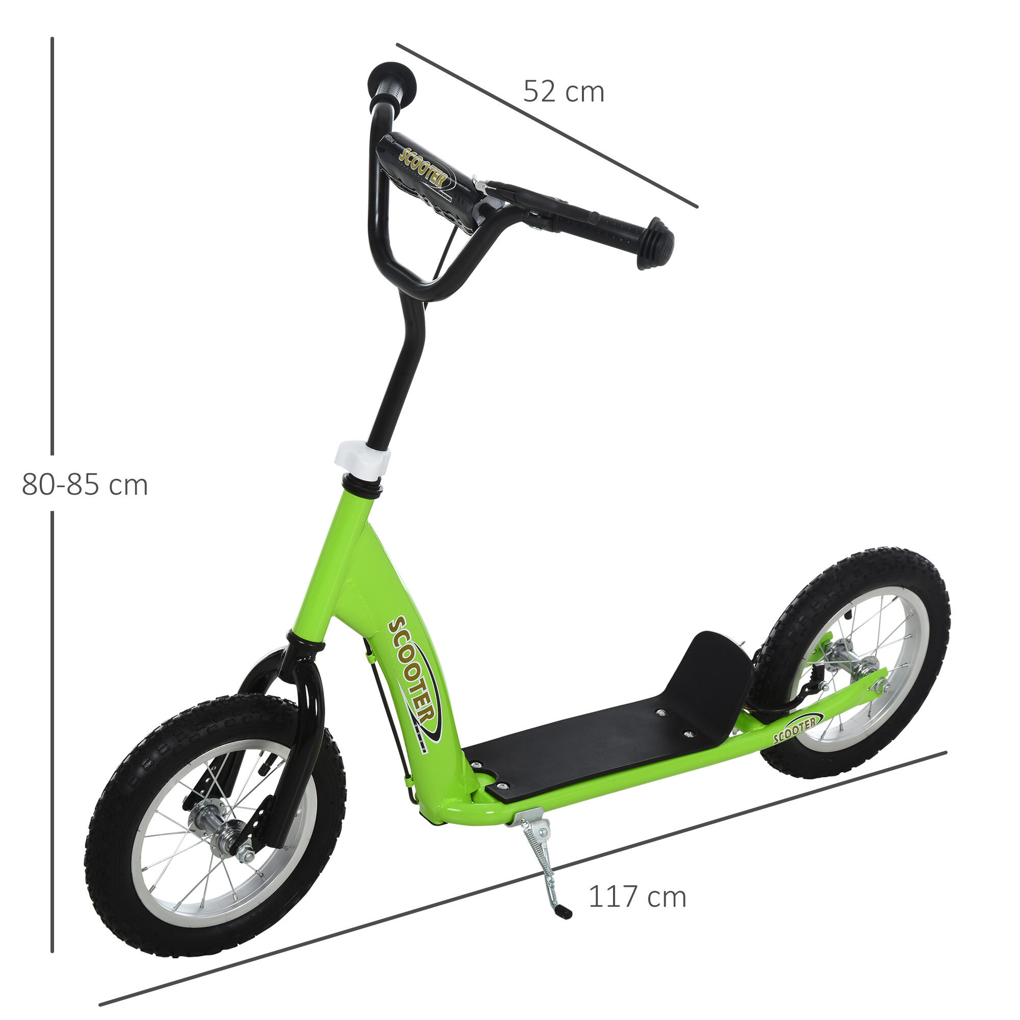 Trotinete 117cmx52cmx80-85cm verde e Preto HOMCOM 3/8