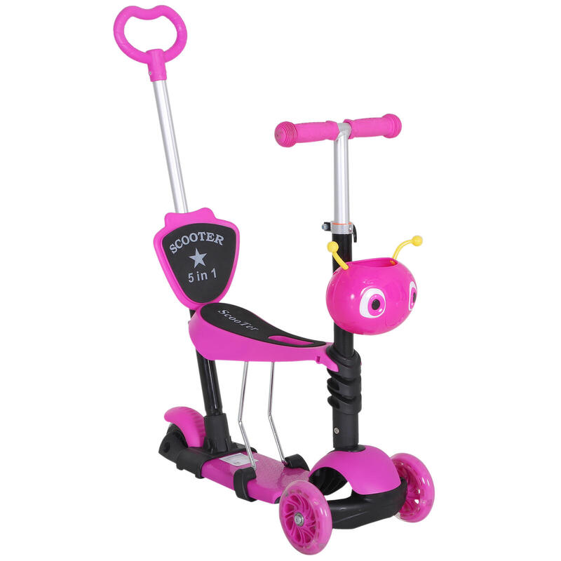 Patinete para Niños HOMCOM 62x25x72.5 cm Rosa