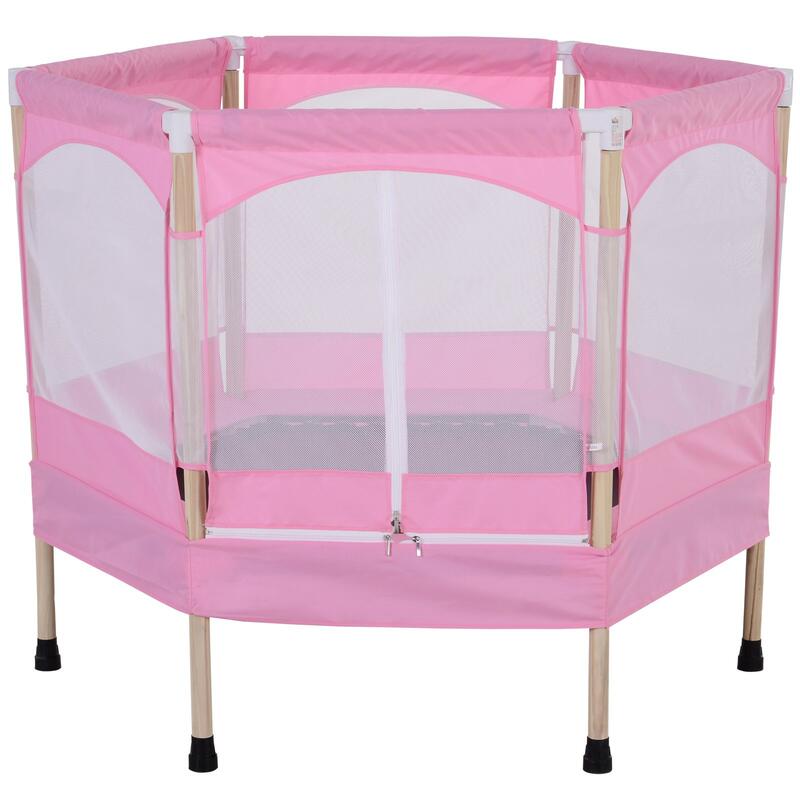 Trampolín con red Homcom rosa 126×109×98 cm poliéster y ABS