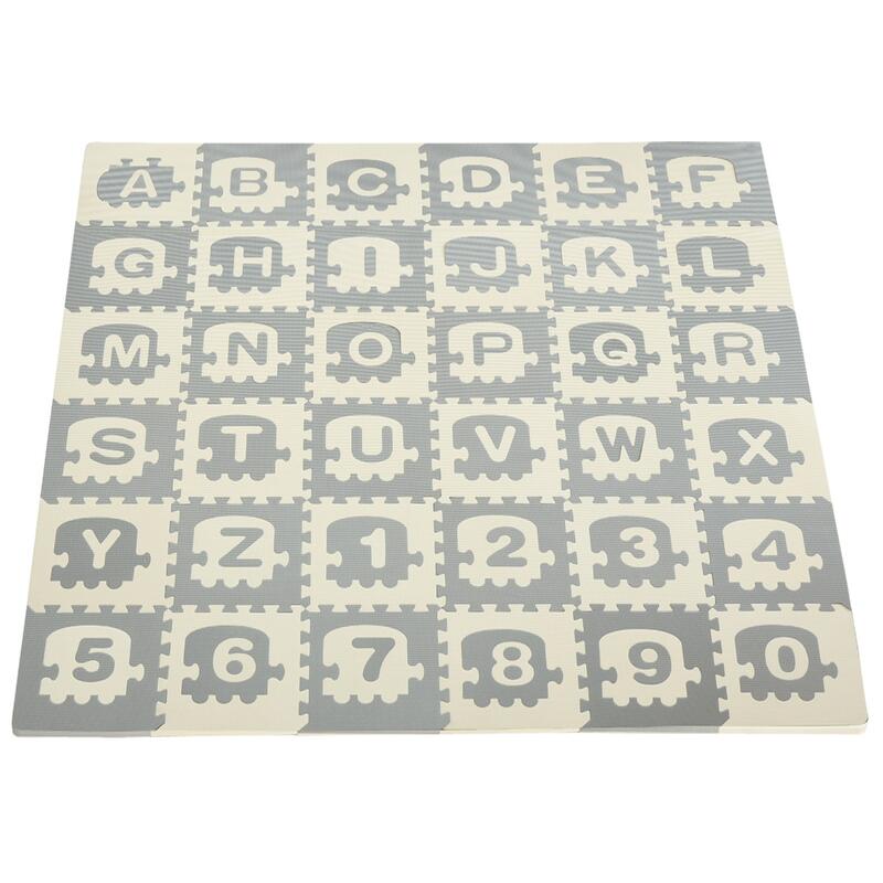 Alfombra puzzle para bebés 36 piezas HOMCOM 31,5x31,5 cm blanco y gris