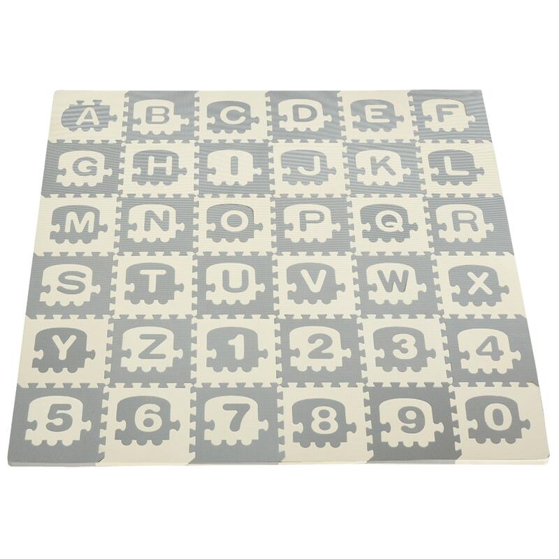 Tapete Puzzle para Bebés 182.5x182.5x1cm Cinza e Branco HOMCOM