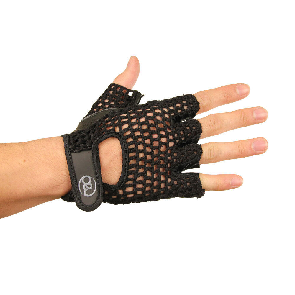 Mens Leather Mesh Training Gloves (Black) 2/4