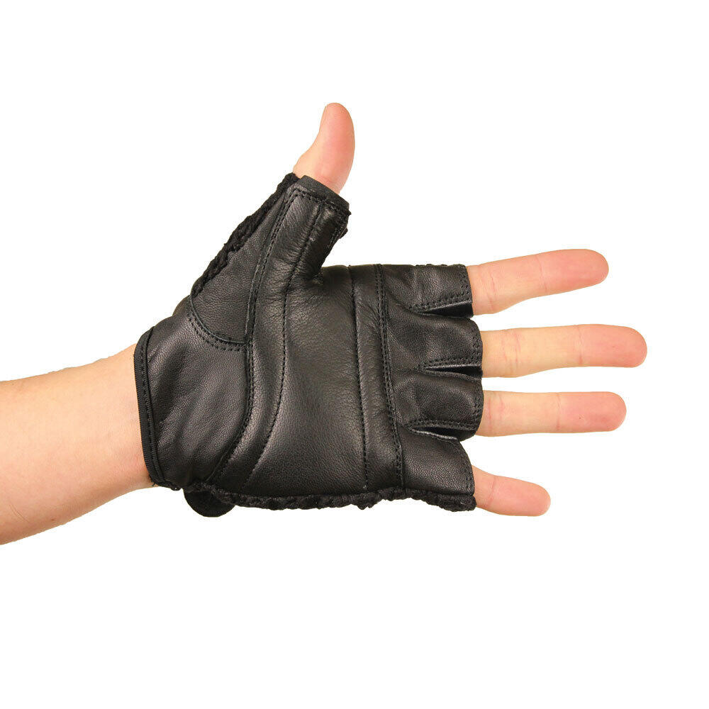 Mens Leather Mesh Training Gloves (Black) 3/4