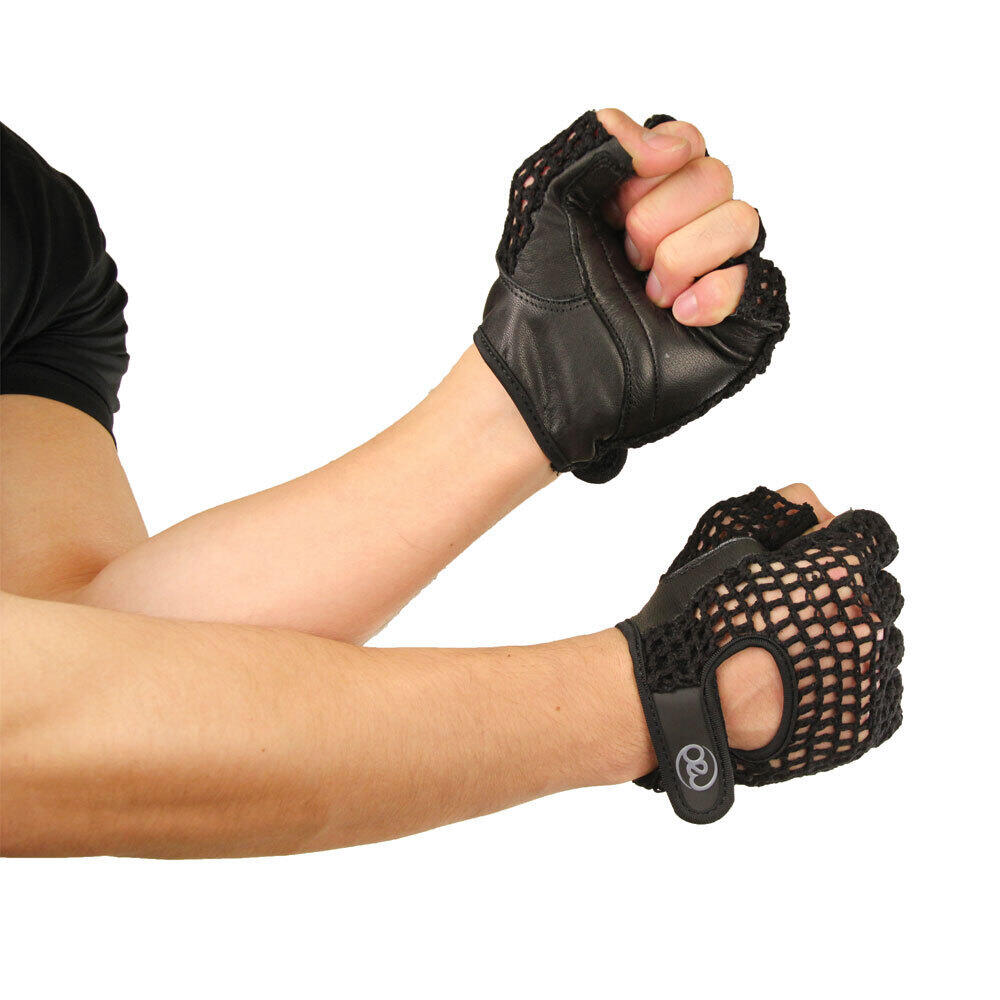 Mens Leather Mesh Training Gloves (Black) 4/4