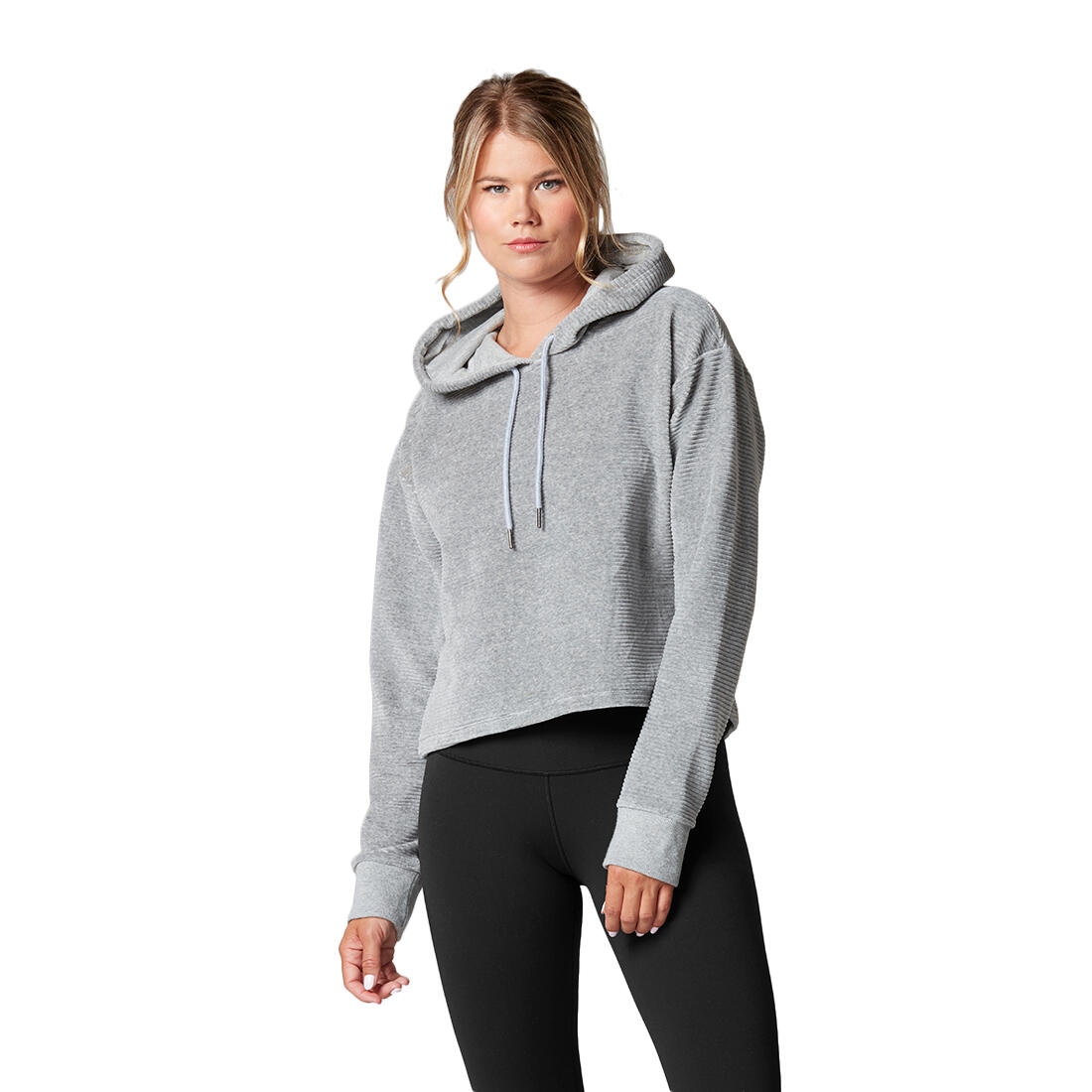 Womens/Ladies Semi Cropped Hoodie (Heather Grey) 1/4