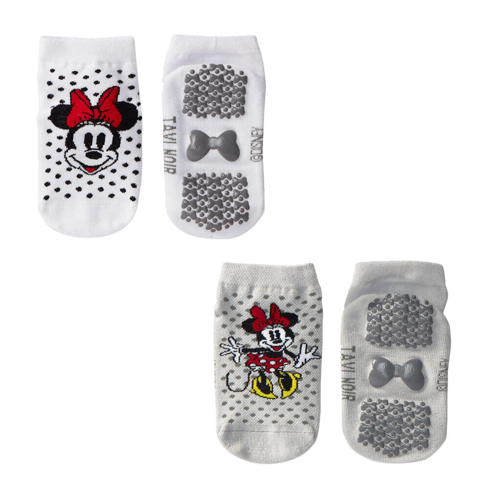 TAVI NOIR Childrens/Kids Tiny Soles Minnie Mouse Disney Ankle Socks (Pack of 2)
