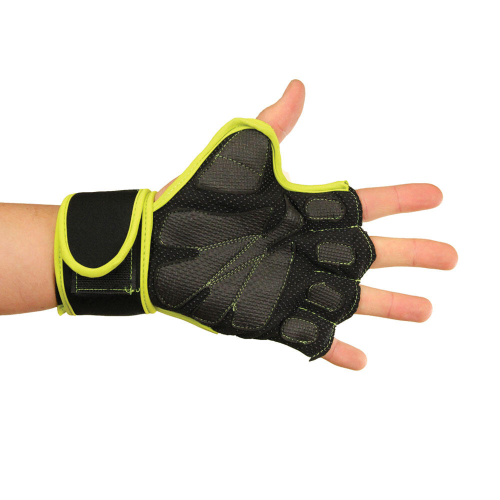 Mens Weightlifting Gloves (Black/Green) 2/4