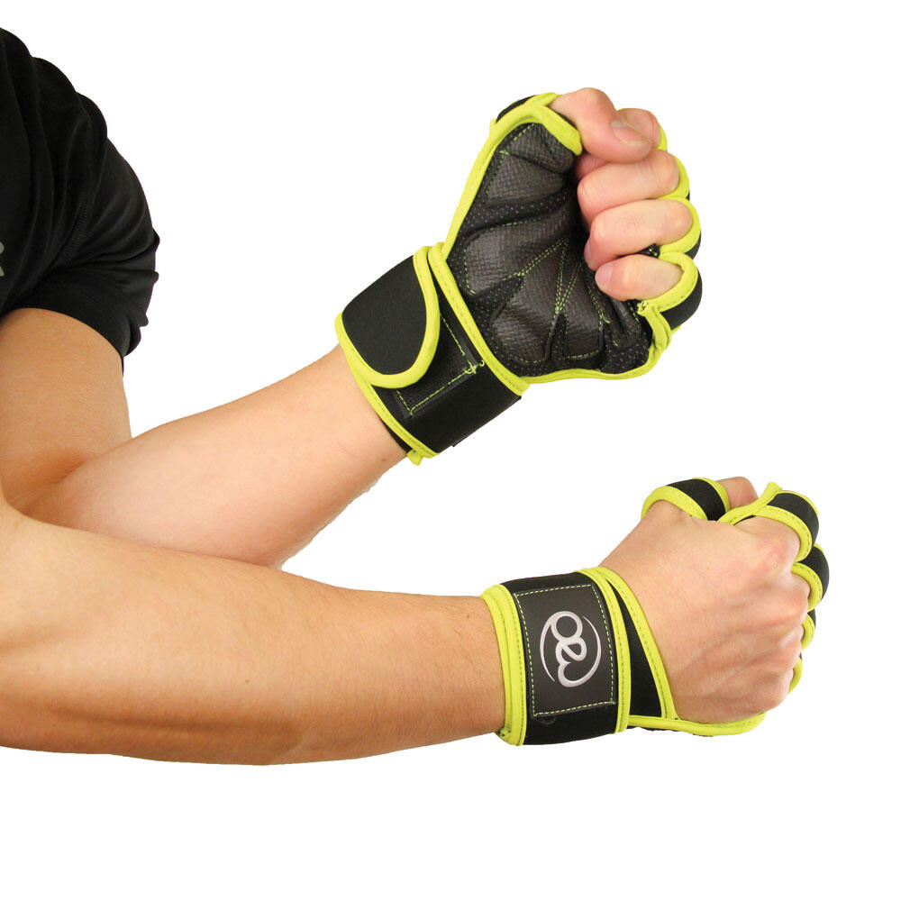 Mens Weightlifting Gloves (Black/Green) 3/4