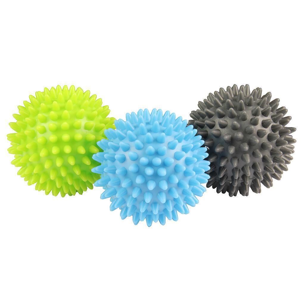 FITNESS-MAD Spiked Massage Ball (Pack of 3) (Green/Grey/Light Blue)