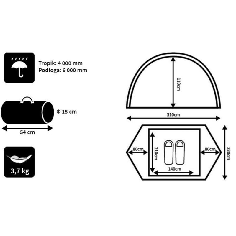 Campingzelt Iglu Peme Taurus für 2 Personen trekking