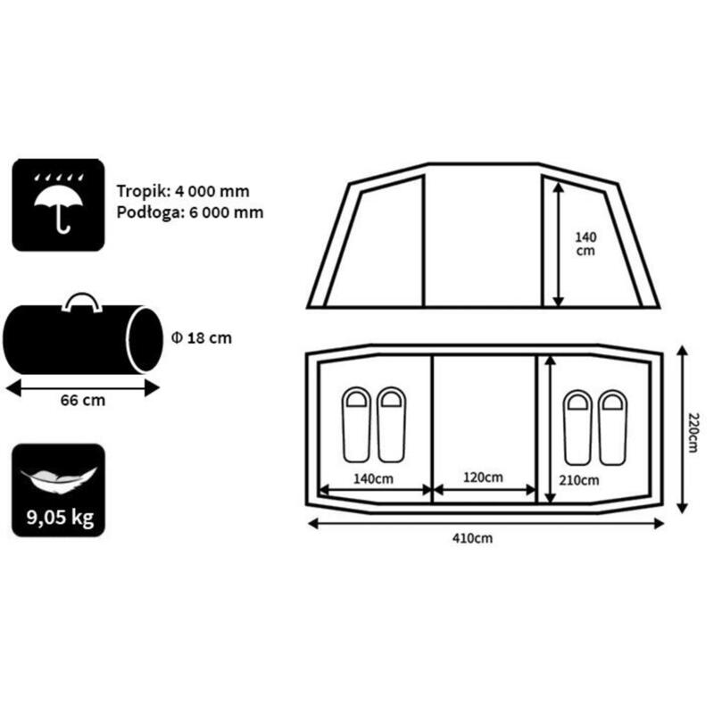 Namiot Turystyczny Peme Bojan 4 osobowy 2 sypialnie