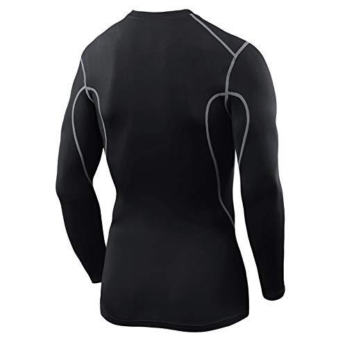Men's Power Base Layer Compression Long Sleeve Top - Black 2/5