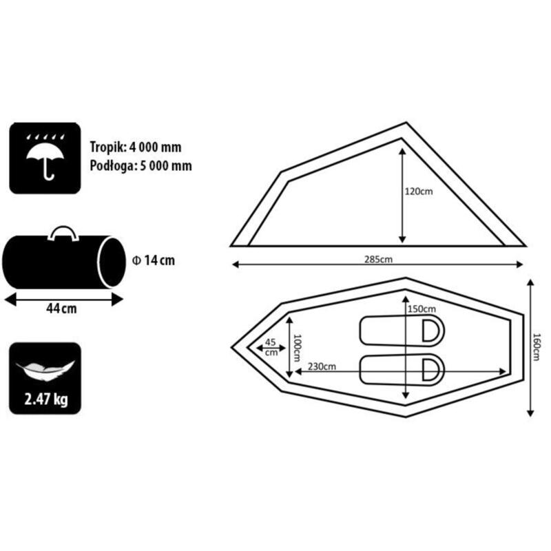 Kampeertent Peme Forest voor 2 personen tunnel 2.5 kg