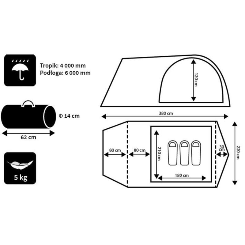 Cort Camping Peme Taurus 3 Persoane trekking