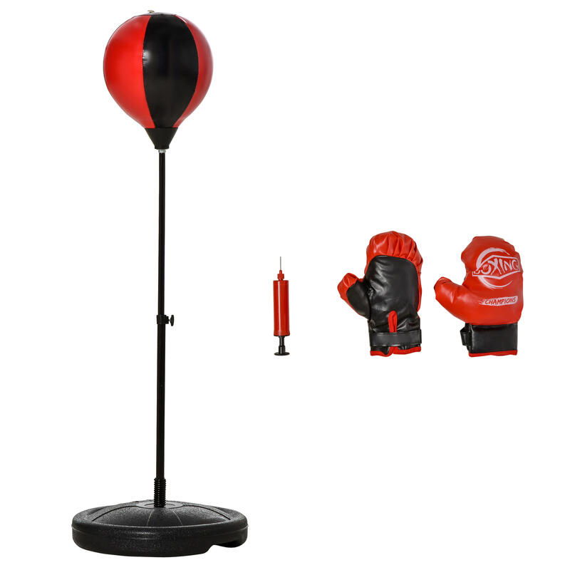 Saco de boxeo niños altura ajustable HOMCOM 33x33x109 cm rojo y negro