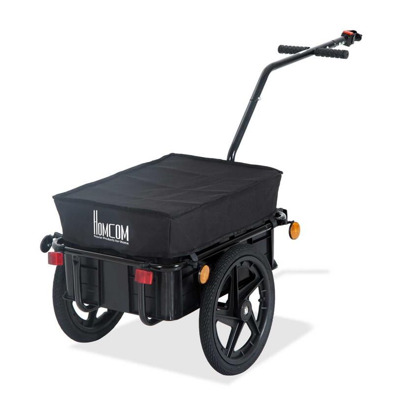 Remolque de bicicleta HOMCOM negro carga 40kg 144x59x80cm