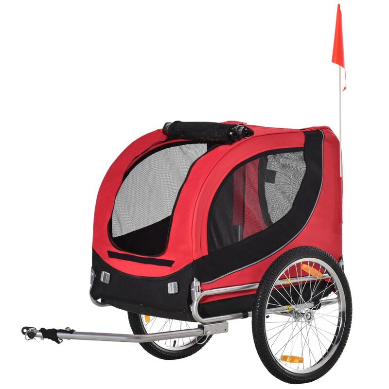 Remolque bicicleta de mascota Pawhut rojo 130x73x90 cm
