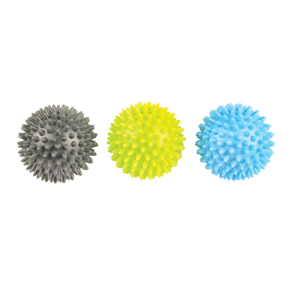 FITNESS-MAD Spiked Massage Balls (Pack of 3) (Grey/Green/Blue)