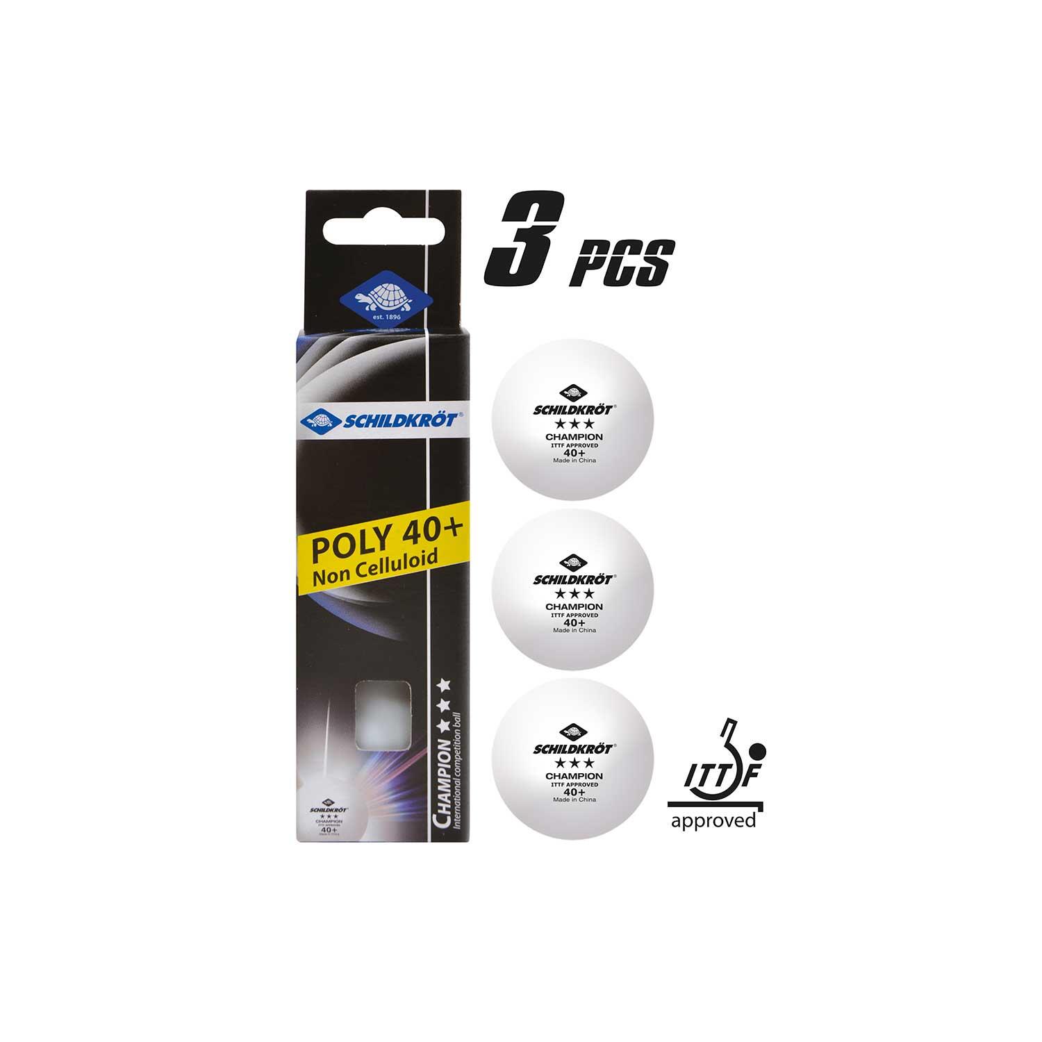 3Star Champion ITTF Table Tennis Balls (Pack of 3) (White/Black) 3/3