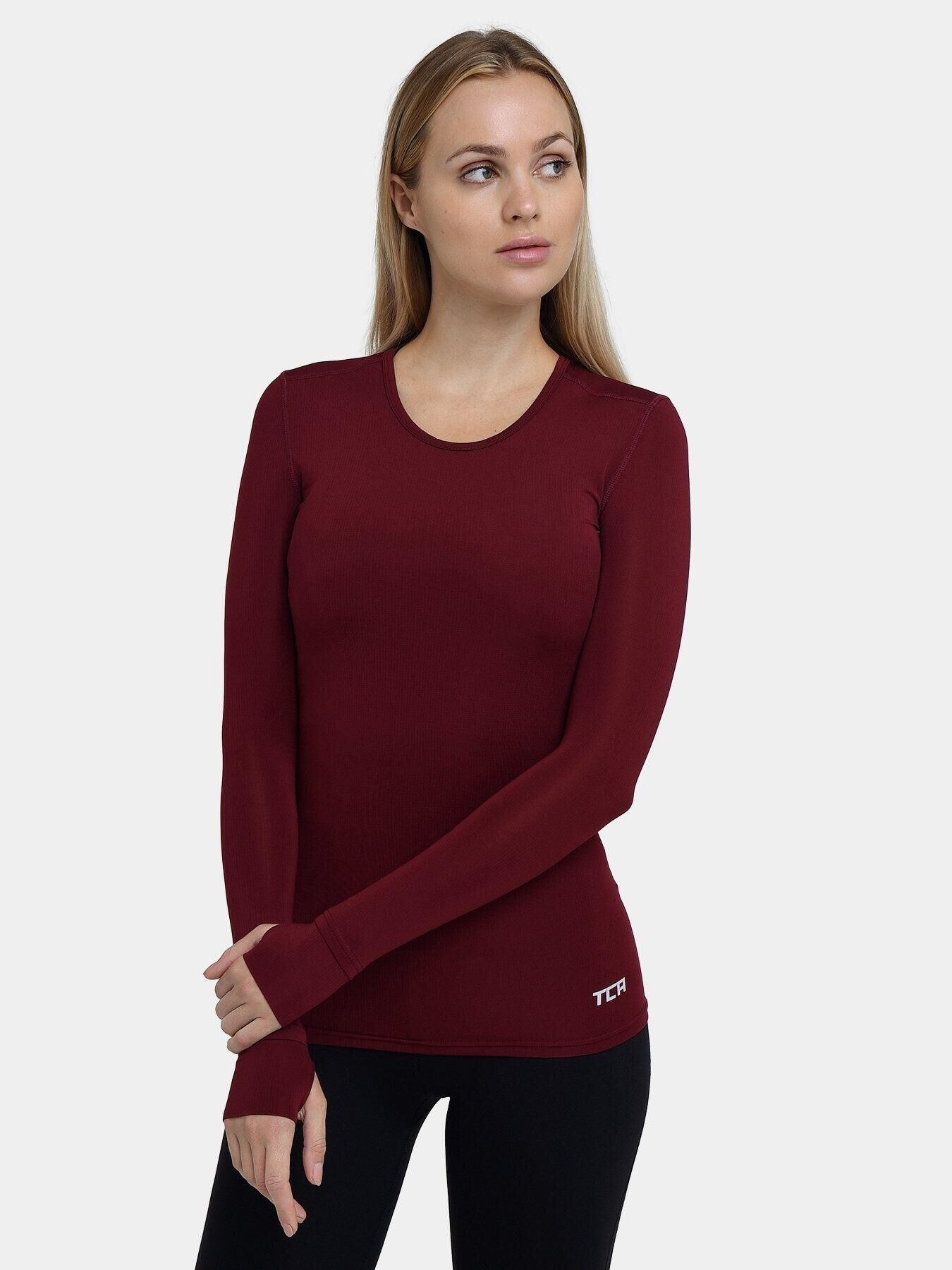 TCA Women's Stamina Running Top with Zip Pocket - Cabernet