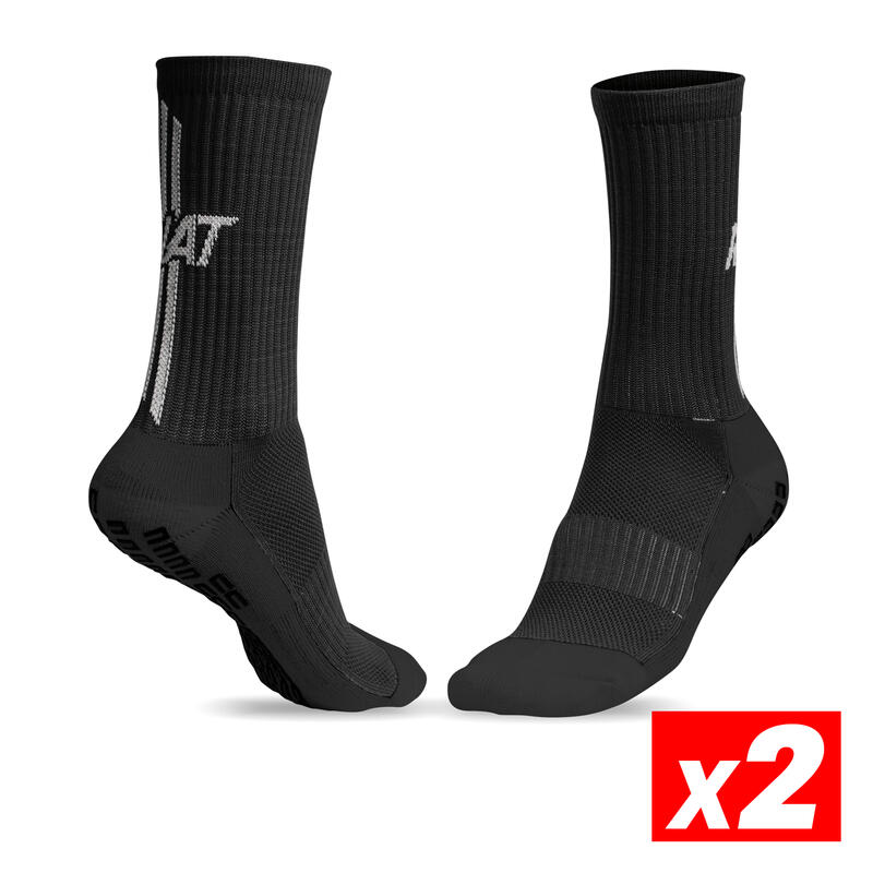 Chaussettes Antiderapantes Chaussette Sport Antiderapante Adulte Noir Pack 2 Rinat Decathlon