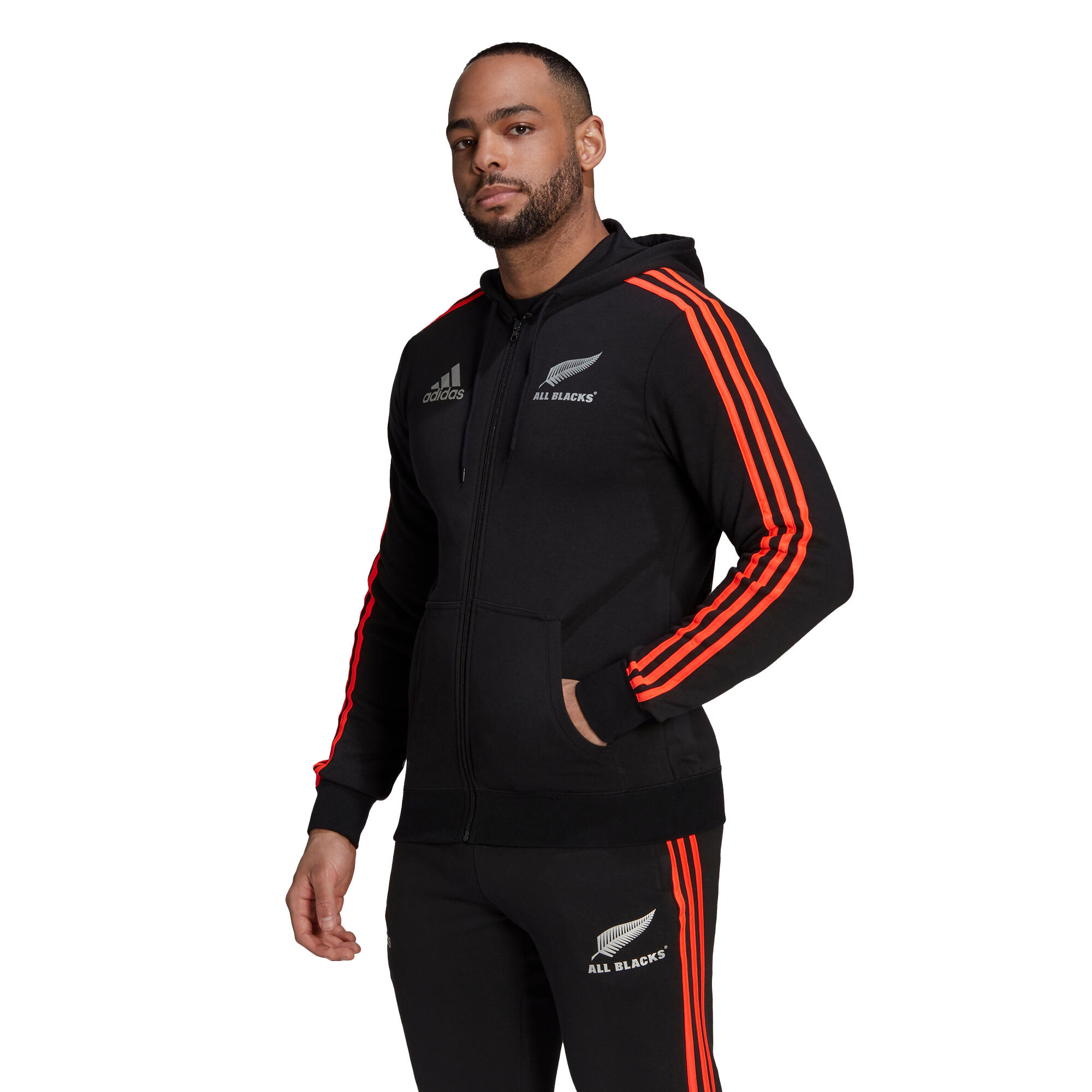 Adidas New Zealand All Blacks Mens Rugby Full Zipped Hoody 3/5