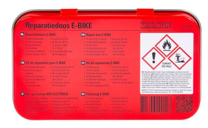 Boîte de réparation Bike en aluminium Blanc rouge 14 pièces 3/4