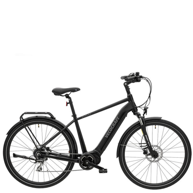 Elektrische herenfiets, middenmotor, Atlas, 8 sp, zwart, M, 13 Ah