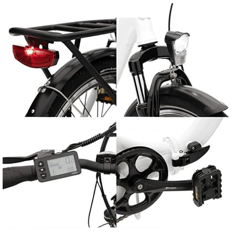 Vélo pliant électrique, entrée basse, E-Pax, 7sp, blanc, 13 Ah.